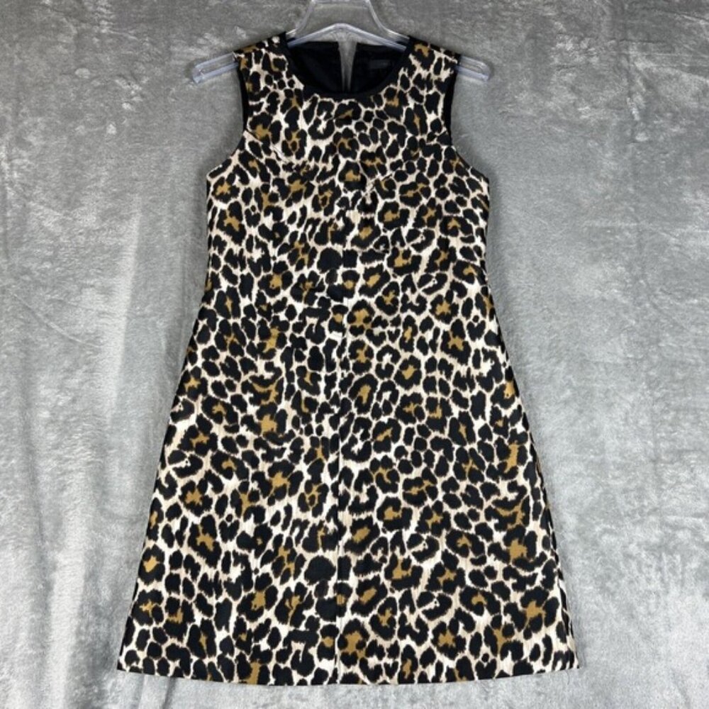 J. Crew Leopard Animal Print Sheath Dress Sleeveless Size‎ 0